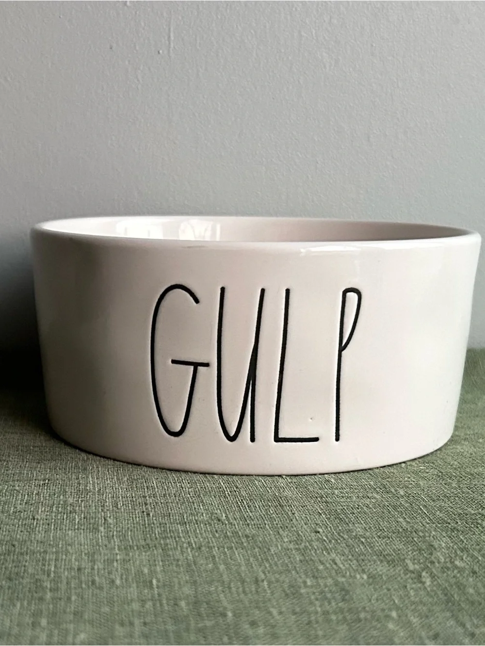 RAE DUNN “GULP” white ceramic dog dish. ⭐️NEW⭐️